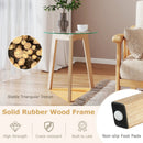 Tempered Glass End Table Round with Solid Rubber Wood Structure by LJGDeals