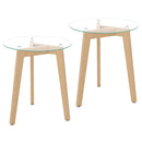 Tempered Glass End Table Round with Solid Rubber Wood Structure by LJGDeals