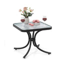 Tempered Glass Top Patio Table with Heavy-duty Metal Frame for Garden Poolside-Black by LJGDeals