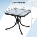 Tempered Glass Top Patio Table with Heavy-duty Metal Frame for Garden Poolside-Black