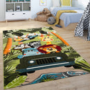 Kids Rug Jungle Safari Jeep with Lion & Hippo