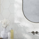 Chiffon White 8x9 Matte Hexagon Porcelain Tile (25 pack, 9.93 sq ft/case)