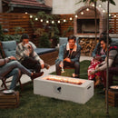 42 Inch 50 000 BTU Rectangle Terrazzo Fire Pit Table with PVC Cover-White by LJGDeals