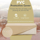 42 Inch 50 000 BTU Rectangle Terrazzo Fire Pit Table with PVC Cover-White by LJGDeals