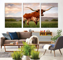 Texas Cow Canvas Wall Art Print, Animal Pictures and