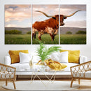 Texas Cow Canvas Wall Art Print, Animal Pictures and