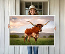 Texas Cow Canvas Wall Art Print, Animal Pictures and by MyGreatCanvas | Canvas Wall Art Prints | Photo Prints & Wall Decor
