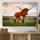 Texas Cow Canvas Wall Art Print, Animal Pictures and
