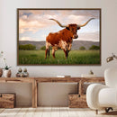 Texas Cow Canvas Wall Art Print, Animal Pictures and