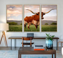 Texas Cow Canvas Wall Art Print, Animal Pictures and by MyGreatCanvas | Canvas Wall Art Prints | Photo Prints & Wall Decor