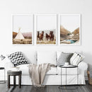 Native American Desert Landscape. Wall Art Set of 3 Prints by Wall Art Set