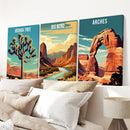 3 Piece USA National Park Art. Big Bend, Arches, Joshua Tree by Wall Art Set