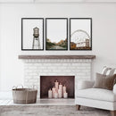 Texas Travel Set of 3 Prints. Water Tower, Ferris Wheel, Road by Wall Art Set