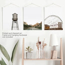 Texas Travel Set of 3 Prints. Water Tower, Ferris Wheel, Road by Wall Art Set