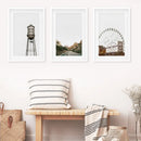Texas Travel Set of 3 Prints. Water Tower, Ferris Wheel, Road by Wall Art Set