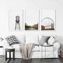 Texas Travel Set of 3 Prints. Water Tower, Ferris Wheel, Road by Wall Art Set