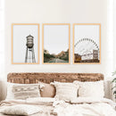 Texas Travel Set of 3 Prints. Water Tower, Ferris Wheel, Road by Wall Art Set