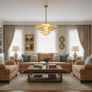 Leaf-Shaped Amber Textured Glass Chandelier