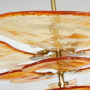 Leaf-Shaped Amber Textured Glass Chandelier