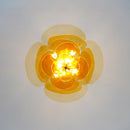 Leaf-Shaped Amber Textured Glass Chandelier