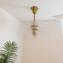 Leaf-Shaped White Textured Glass Chandelier