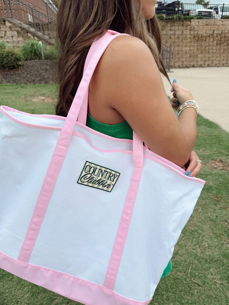 Country Clubbin' - Pink Canvas Tote