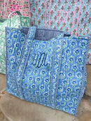 Quilted Block-Print Tote Bag