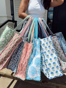 Quilted Block-Print Tote Bag