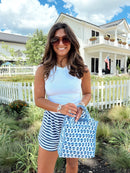 Quilted Block-Print Mini Tote Bag