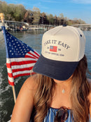Take it Easy Navy Flag Vintage Trucker Hat