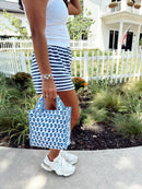 Quilted Block-Print Mini Tote Bag