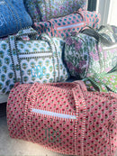 Quilted Block-Print Duffel Bag