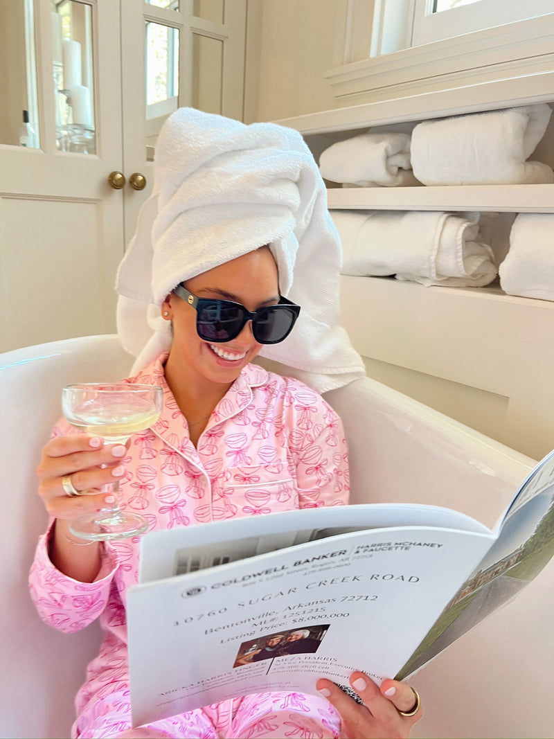 Pink Champagne Bow Pajama Set