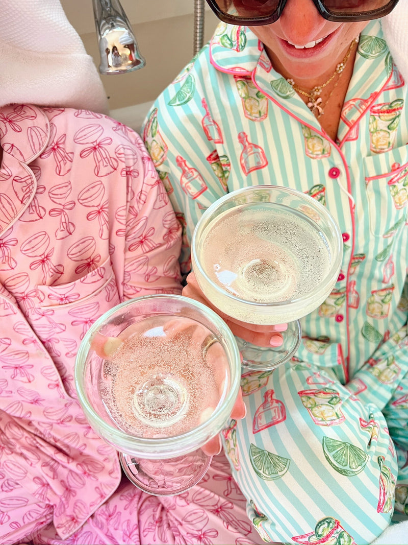 Pink Champagne Bow Pajama Set