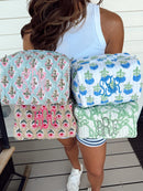 Quilted Block-Print Makeup Bag