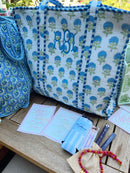 Quilted Block-Print Tote Bag