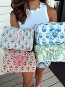 Quilted Block-Print Makeup Bag