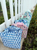 Quilted Block-Print Mini Tote Bag