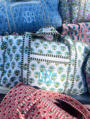 Quilted Block-Print Duffel Bag