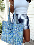 Quilted Block-Print Tote Bag