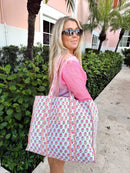 Quilted Block-Print Tote Bag