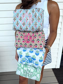 Quilted Block-Print Makeup Bag