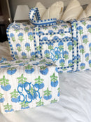 Quilted Block-Print Makeup Bag