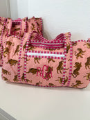 Quilted Block-Print Duffel Bag