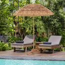 6.5 Feet Thatched Tiki Umbrella with Foldable Stand Push Button Tilt-Natural by LJGDeals