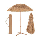 6.5 Feet Thatched Tiki Umbrella with Foldable Stand Push Button Tilt-Natural by LJGDeals