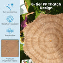 6.5 Feet Thatched Tiki Umbrella with Foldable Stand Push Button Tilt-Natural by LJGDeals