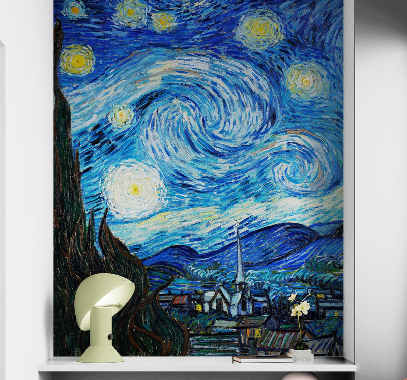 Vincent Van Gogh's The Starry Night Painting Wallpaper Mural.