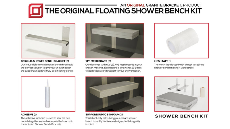 The Original Floating Shower Bench Kit­™ with wedi® & Original Shower Bench Bracket®