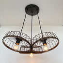 Rustic Industrial Wagon Wheel CHANDELIER TRIO Light